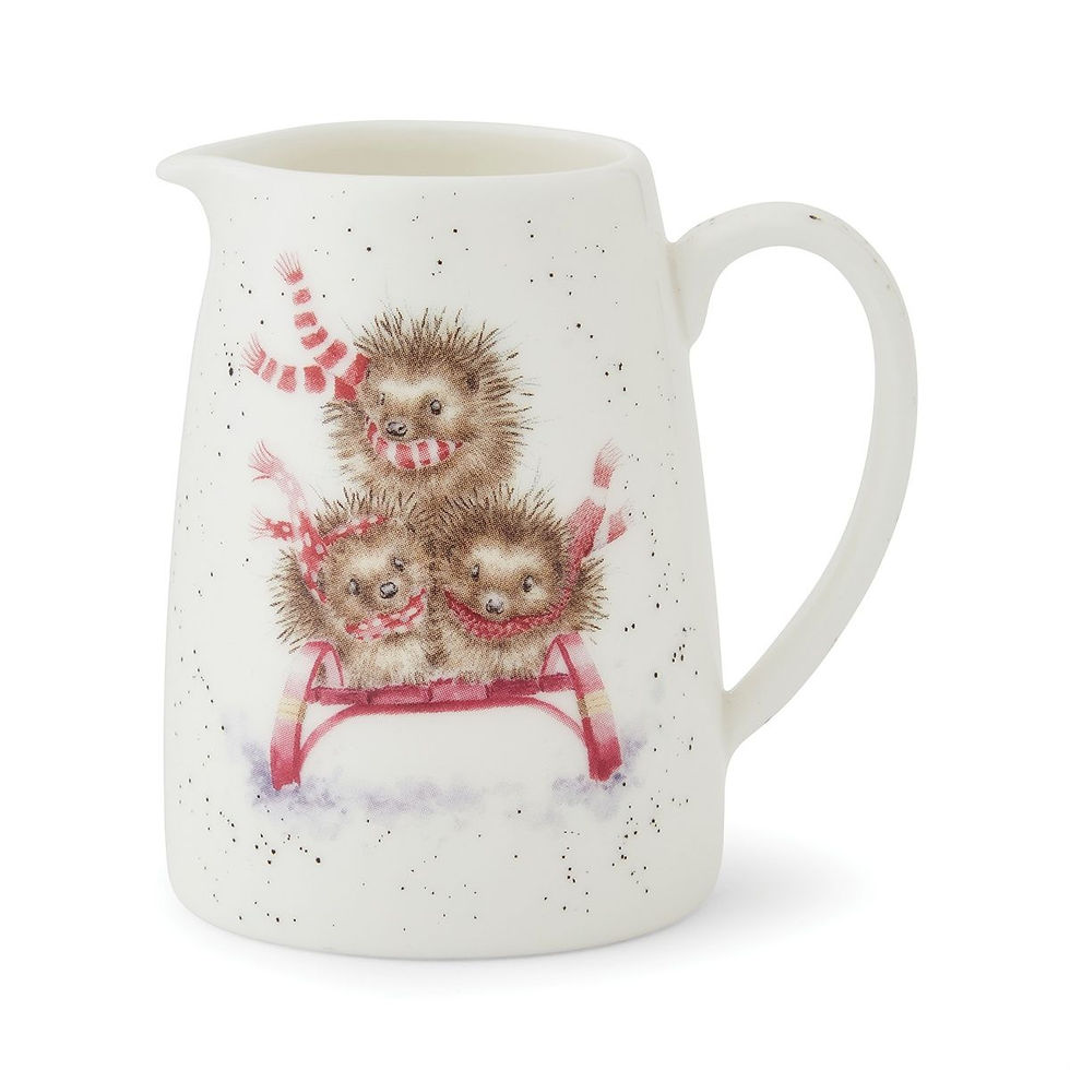 Miniaturbild: Wrendale Designs Royal Worcester Milchkanne, Igel-Schlittenmotiv