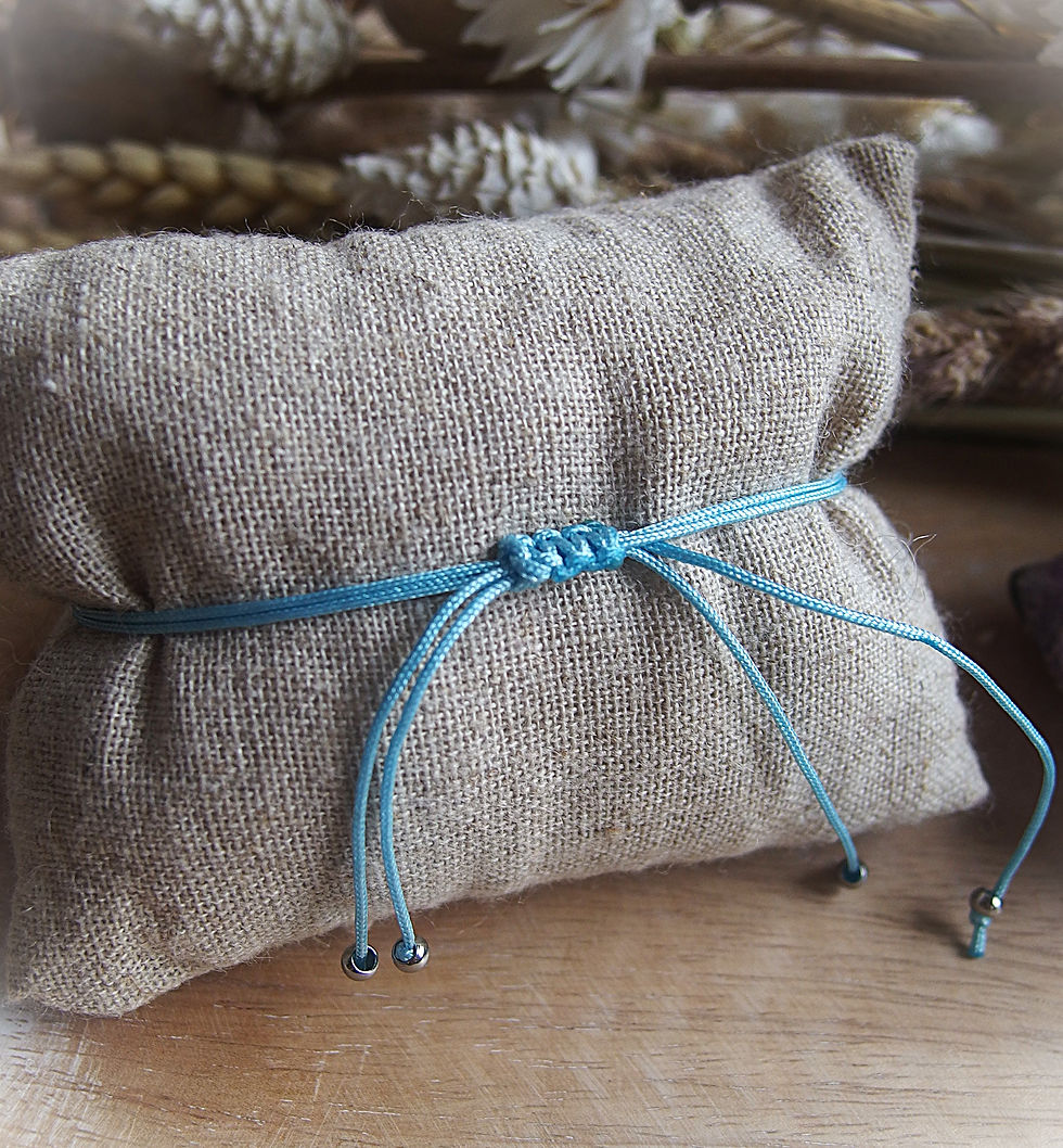 Miniaturbild: Handgeknüpftes Armband Hellblau Hinterseite