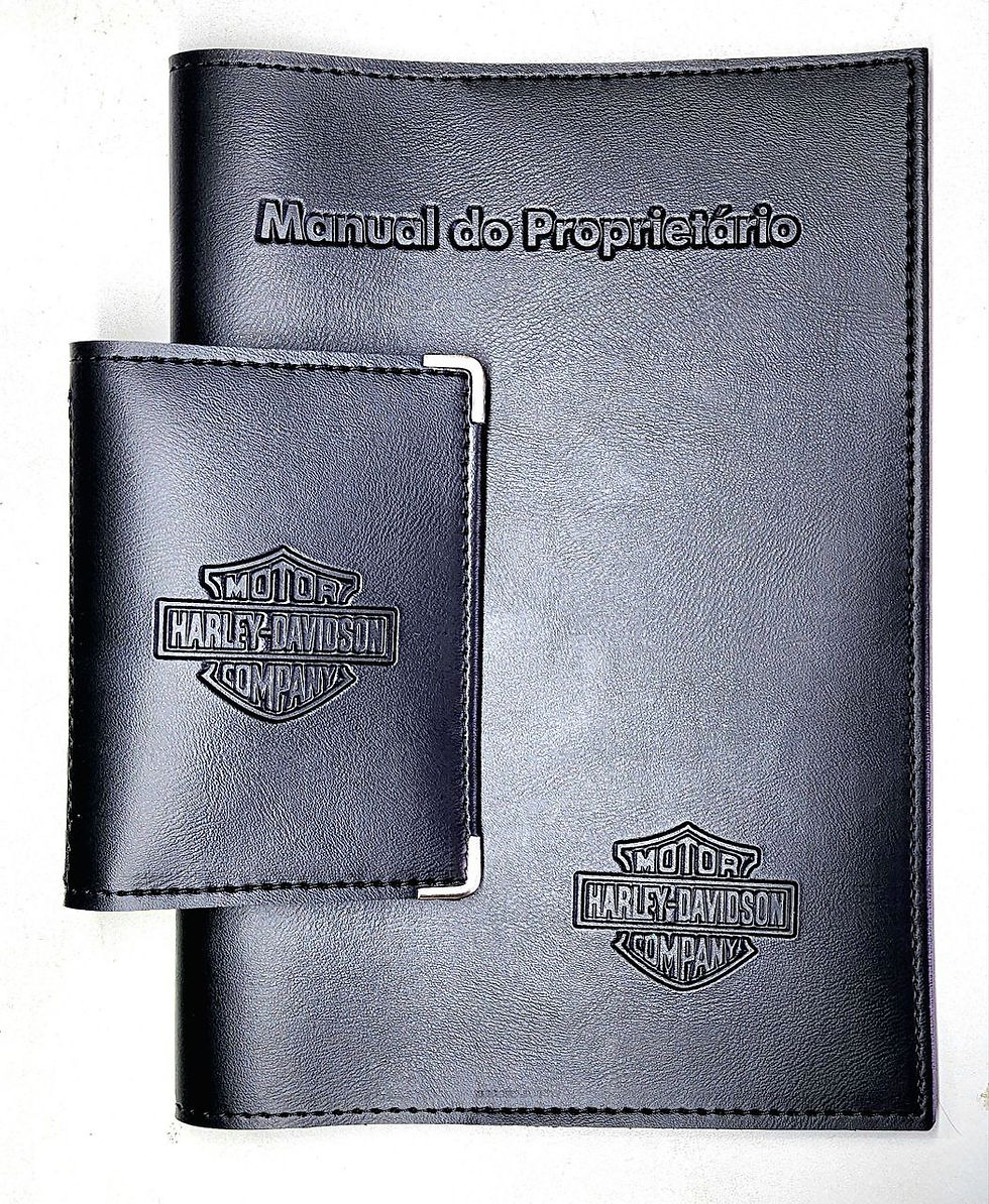 Miniatura: Kit Harley Davidson Porta Manual + Porta Docs + Porta Cartão Couro Eco.