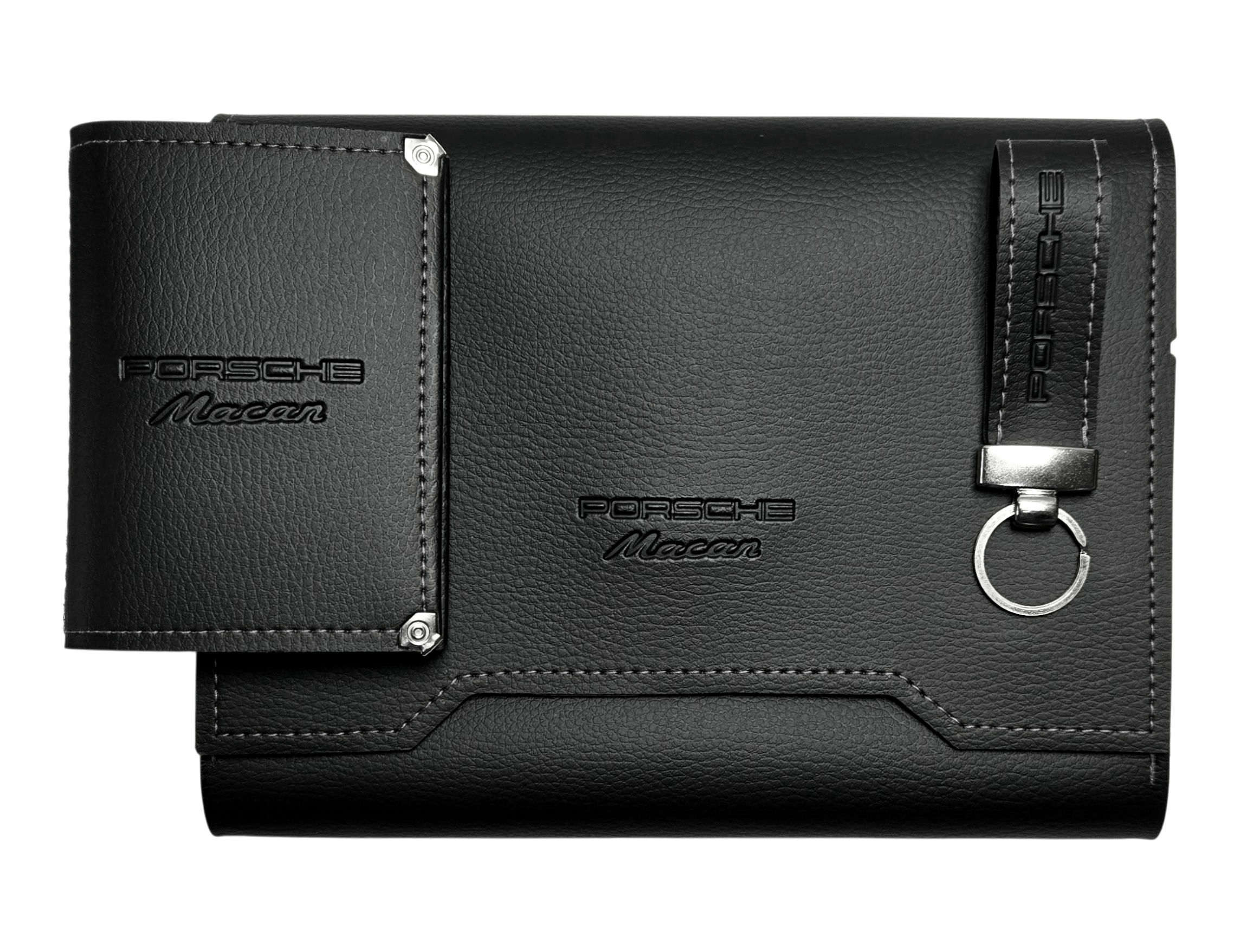 Kit Porsche Macan PM Bolsa + Porta Docs e Chaveiro Couro Eco.