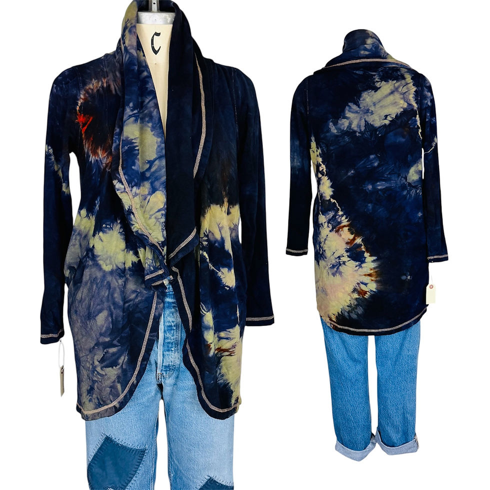 Thumbnail: Tie Dye Flowy Fleece Lined Cardigan Medium $60.00  color Deep Purple