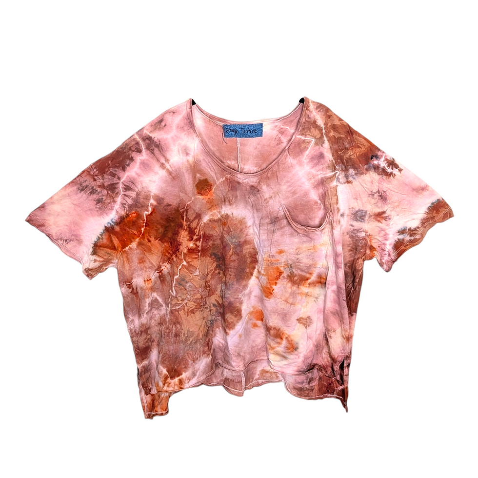 Thumbnail: Tie Dye color Pale Pink Lightweight Cotton Boxy Tee with pocket 1XLarge(fits plus)