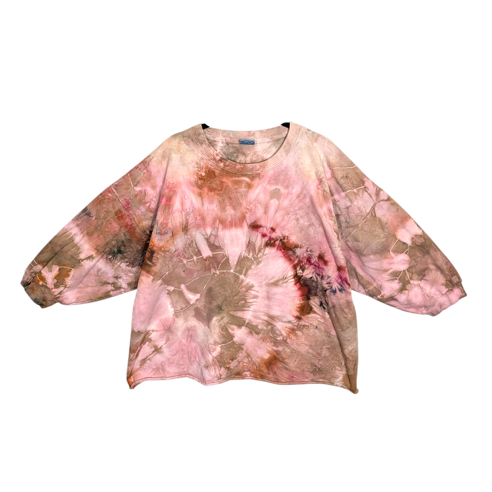 Thumbnail: Tie Dye 1XLarge 3/4 Drop Sleeve Raw Hem Crewneck Sweatshirt