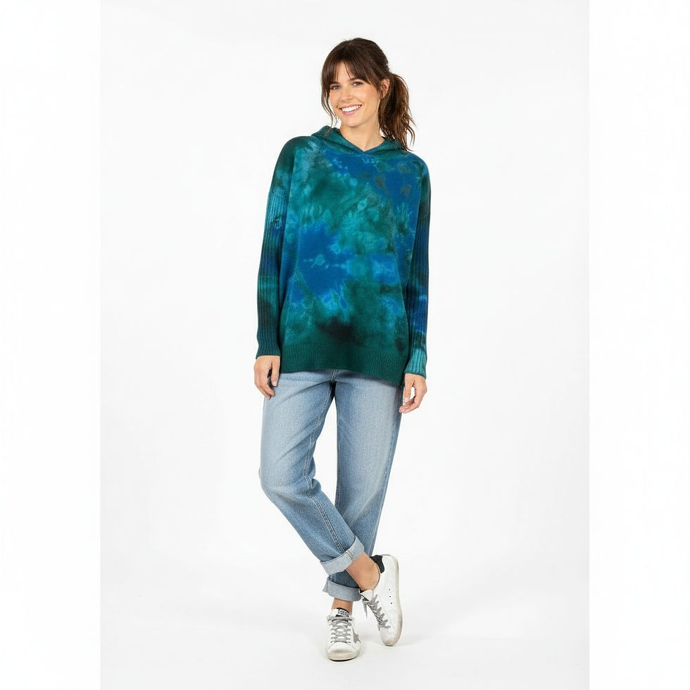 Thumbnail: NEW Size 1 (fits S-XL) Tie Dye Sweater Knit Drop Shoulder Hoodie 