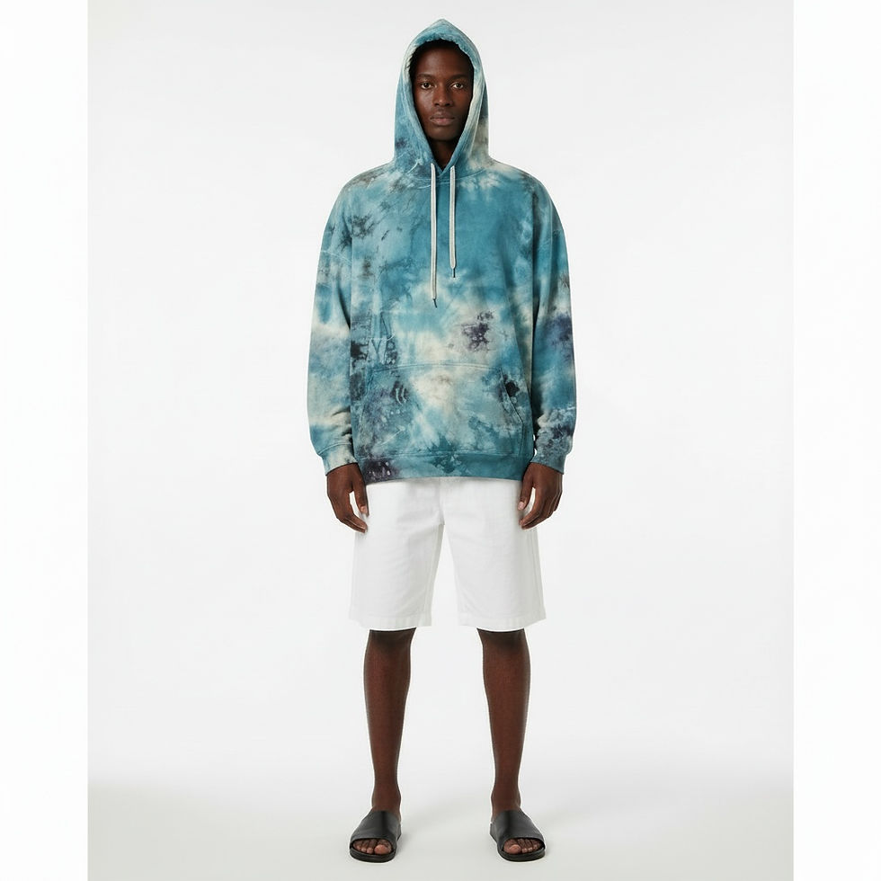 Thumbnail: Rough and Tumble Vintage 2XL unisex hand-dyed cotton fleece hoodie, earthy tie-dye, inclusive sizing.