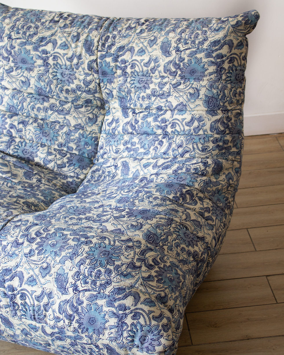 Thumbnail: Ceramics Floral Blue & White Vintage Togo Style1 Seater 1970's