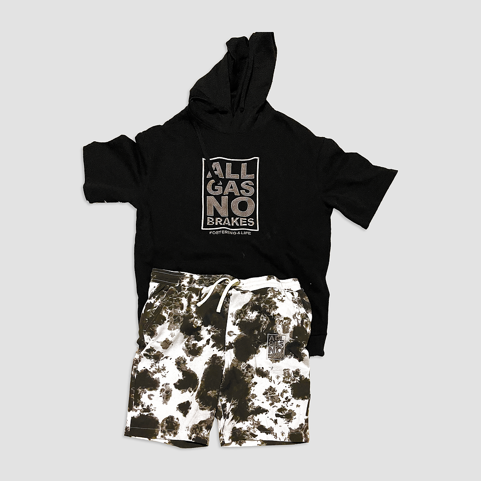 Thumbnail: AGNB Tie Dye Hoodie Short Sleeve & Solid Short Set