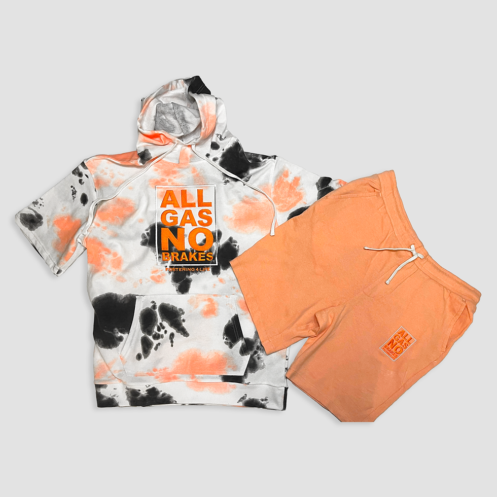 Thumbnail: AGNB Tie Dye Hoodie Short Sleeve & Solid Short Set