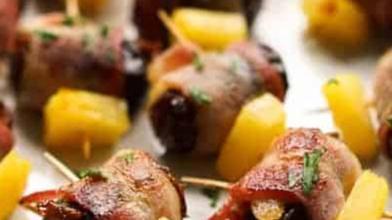 Bacon Wrapped Pineapple Dates