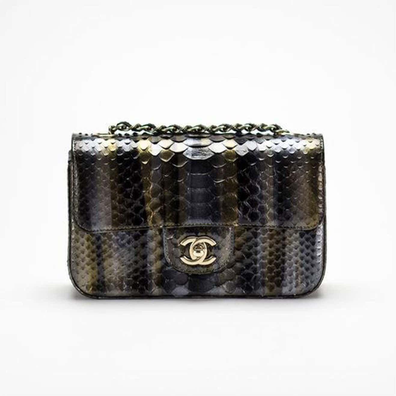 Chanel Ombré Python Exotic Snakeskin Rare Classic Flap