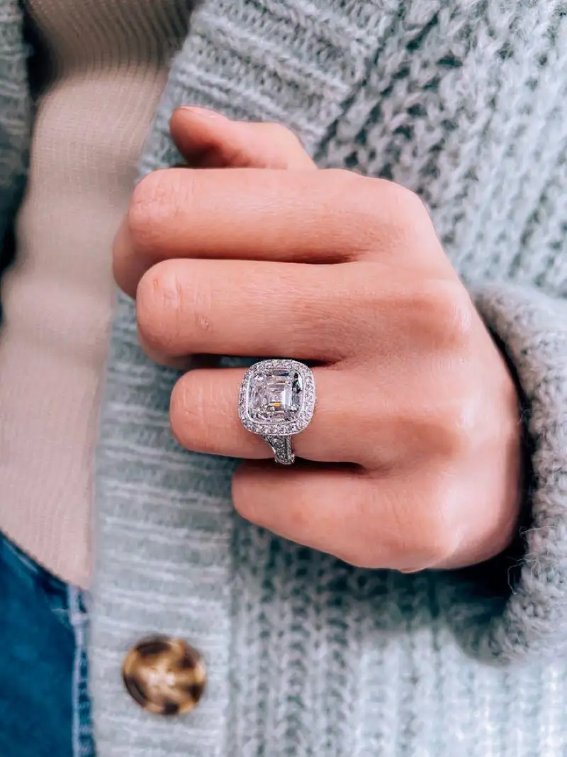 Thumbnail: Tiffany & Co. 5.56 Carat E VS2 Cushion-Cut Diamond Legacy Platinum Ring