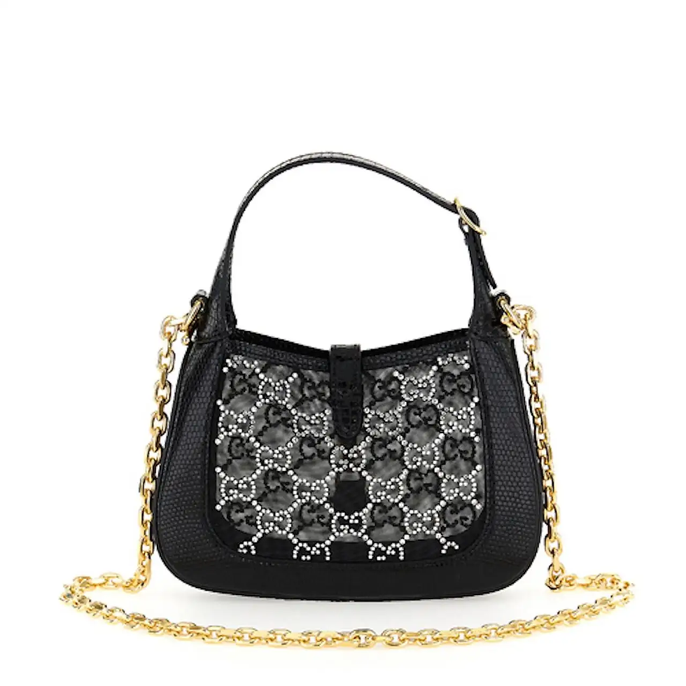 Thumbnail: Gucci Jackie 1961 mini crystal GG lizard bag