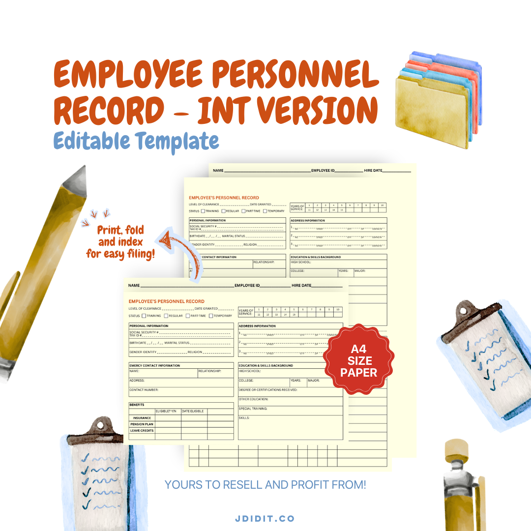 Employee Personnel Record Template - International Version