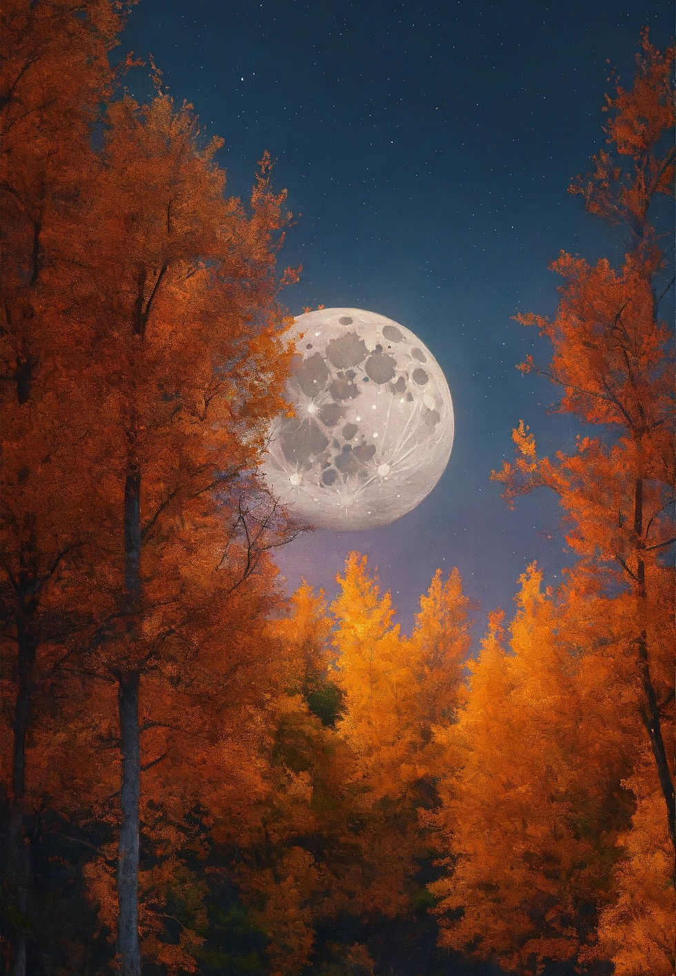 Luna piena su bosco autunnale