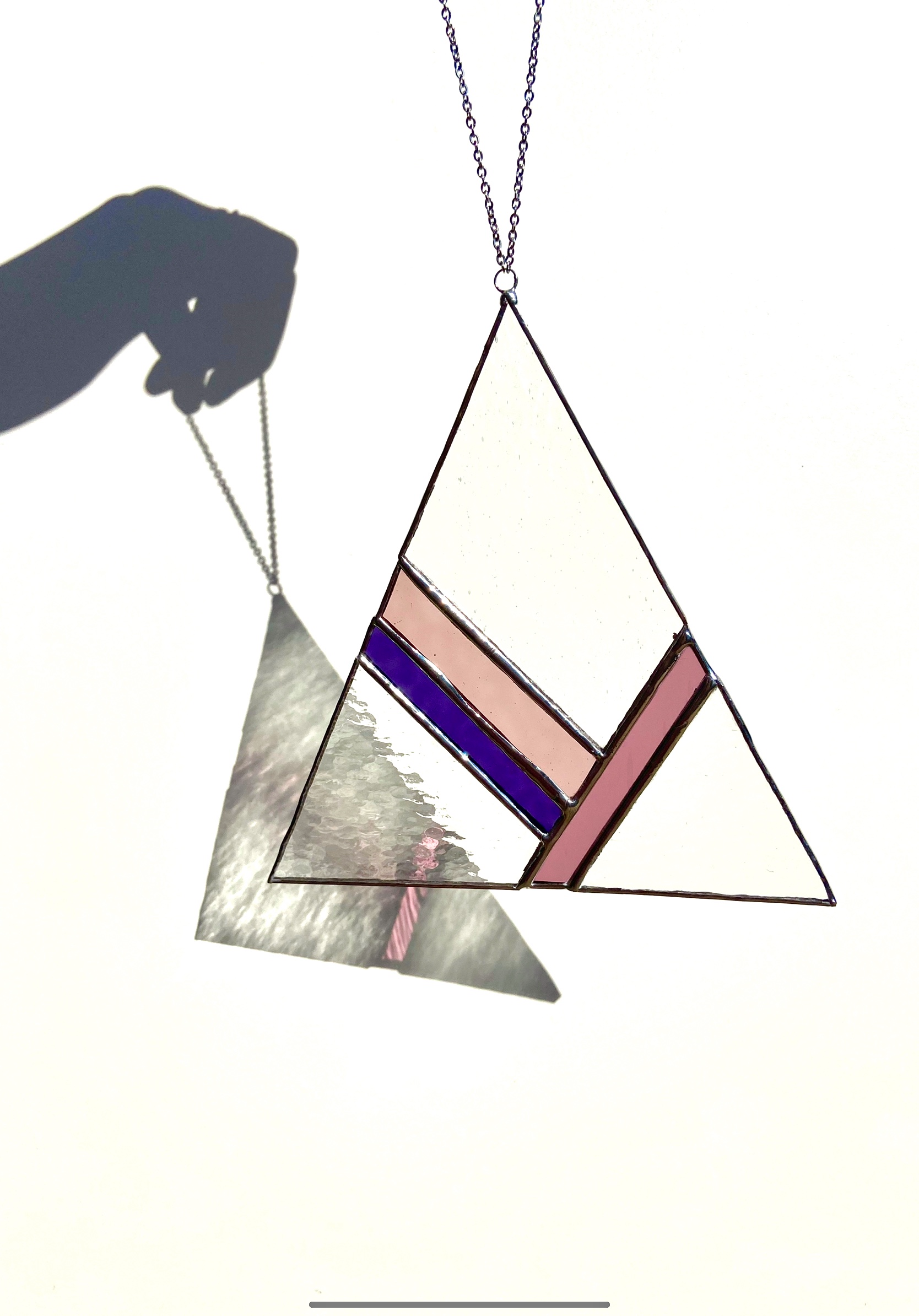 Stained Glass Pink Purple Geometric Suncatcher