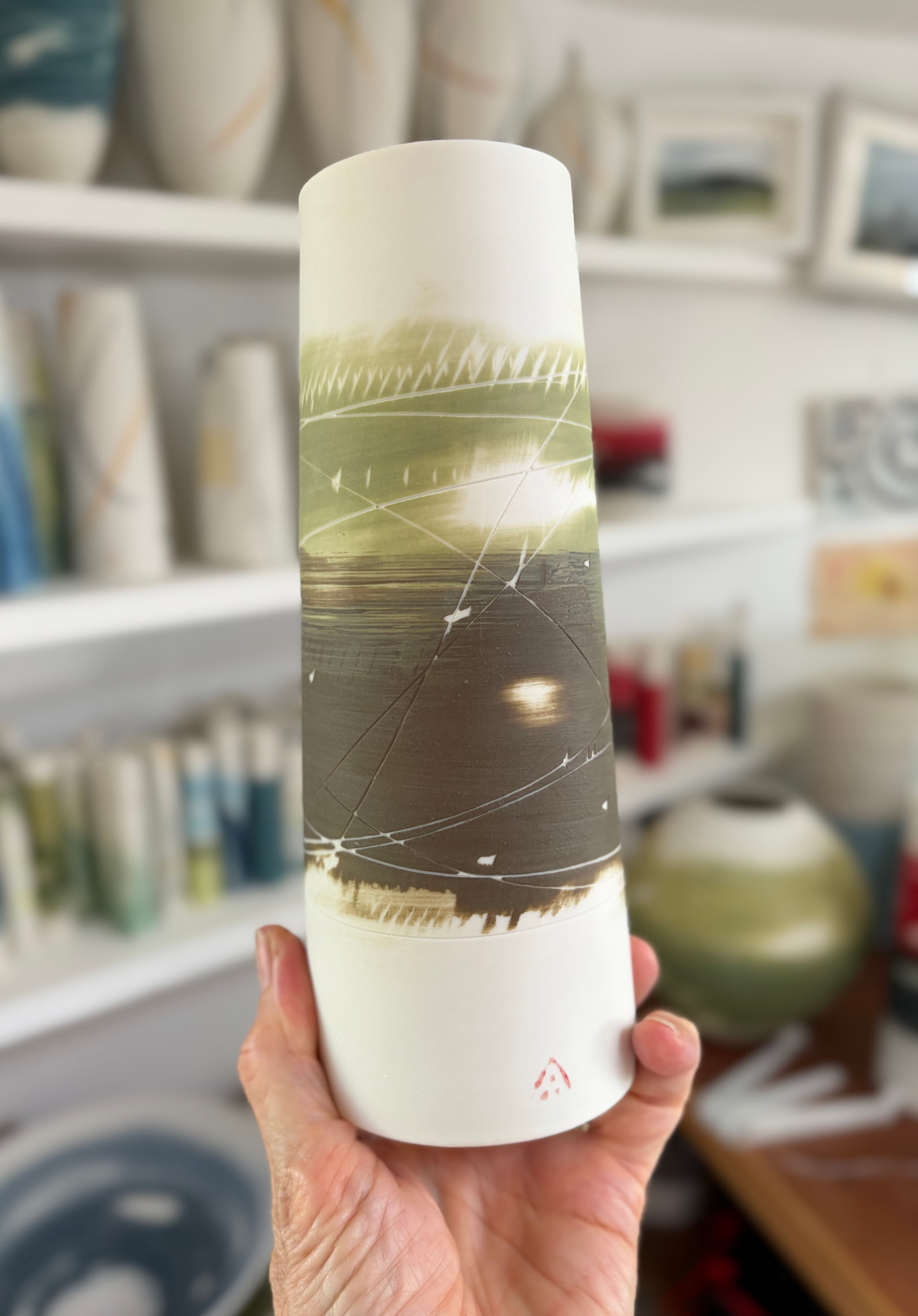 Cylinder vase. Greens