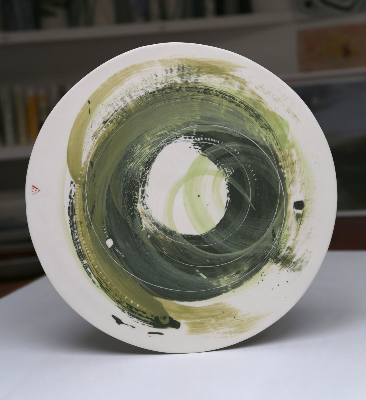 Flat platter. Brushed greens