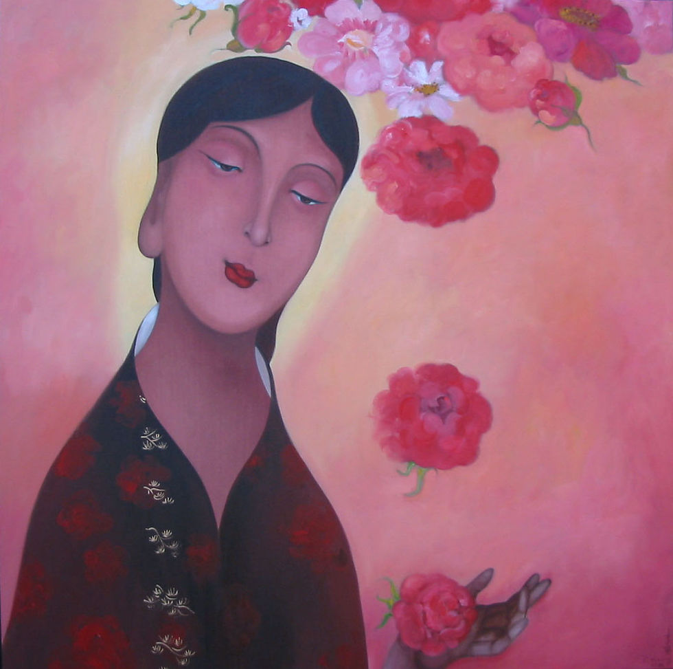 18）迎晓露开2006油画130x130