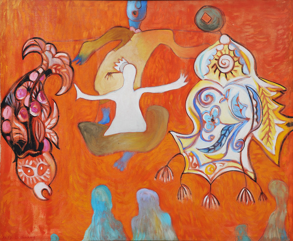 (8)1983( Politique du grande puissance) huile sur coton 81x100cm
