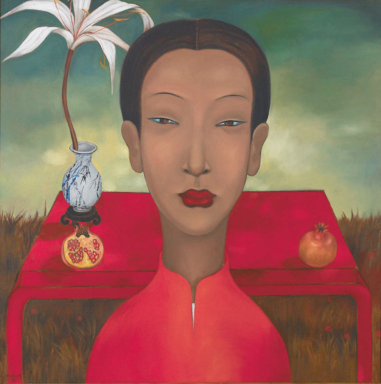 7)道远迎仙客2002油画100x100