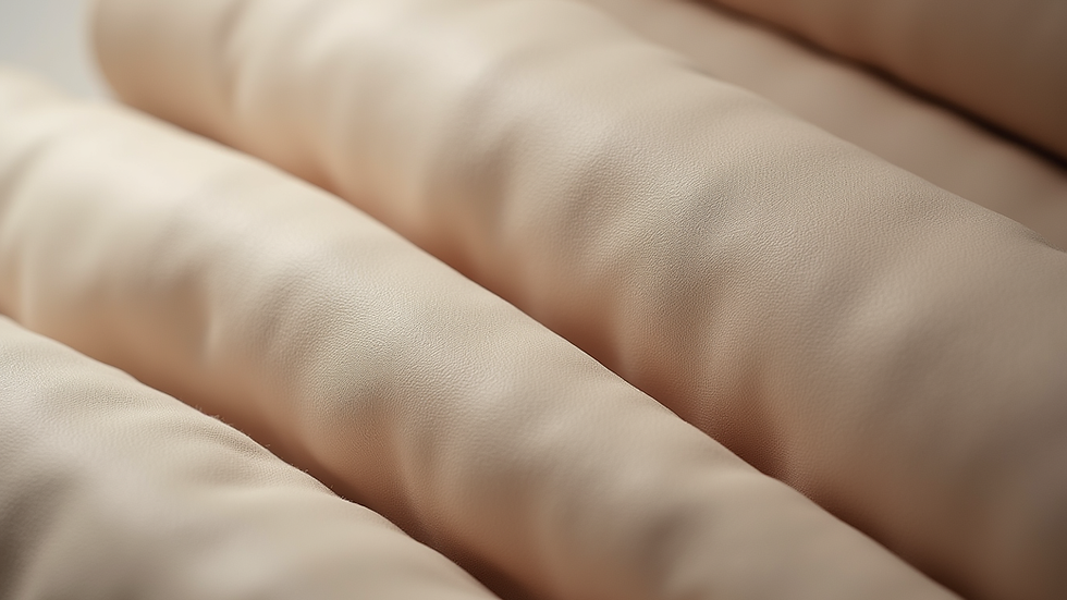 Close-up view of soft and smooth lamb leather texture