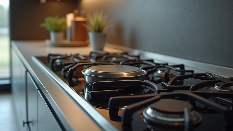 close-up view of Siemens built-in oven and cooktop