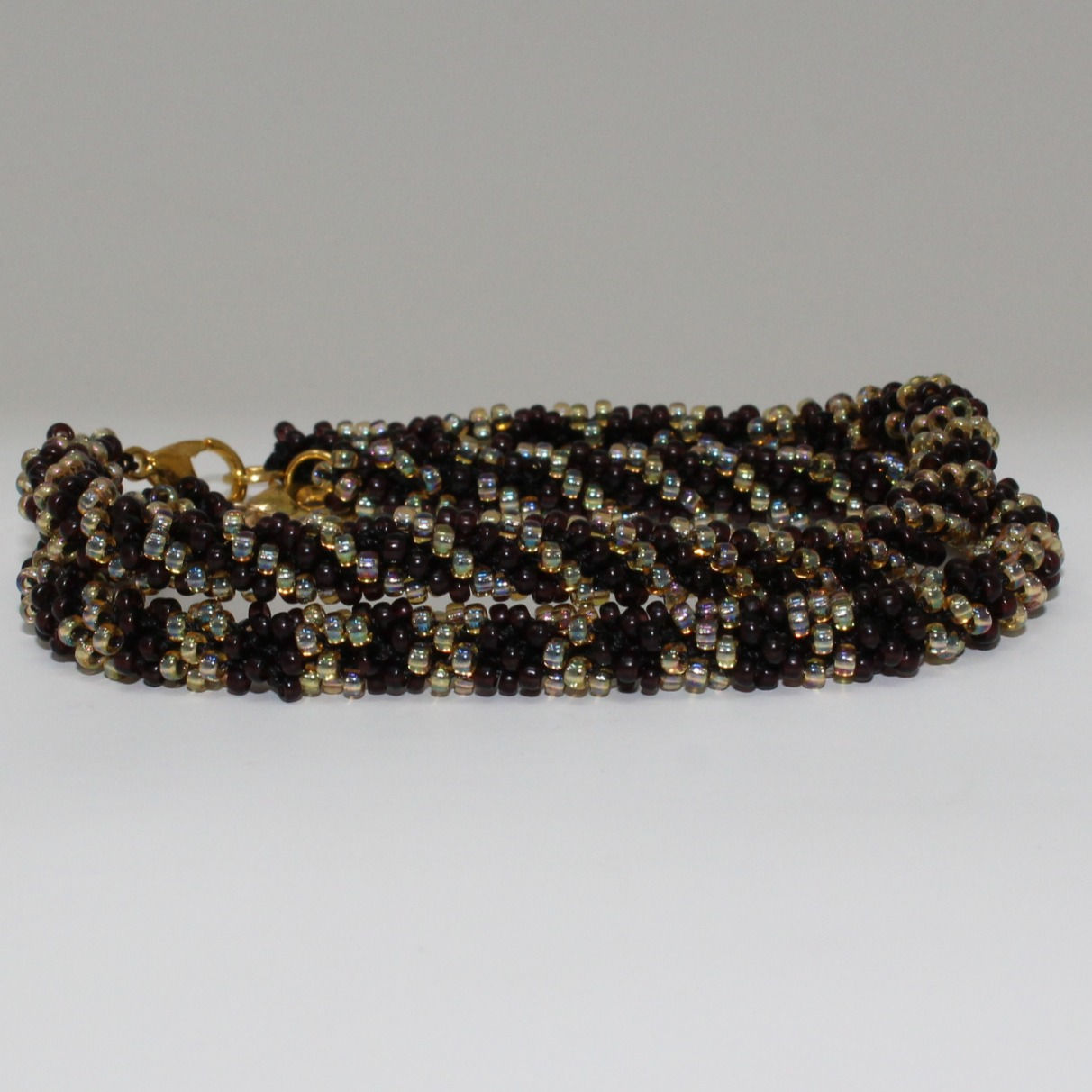 Dark Purple and Gold Beaded Crochet Bracelets