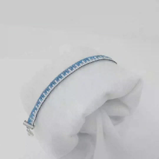 Thumbnail: Blue and White Dainty Woven Bracelet