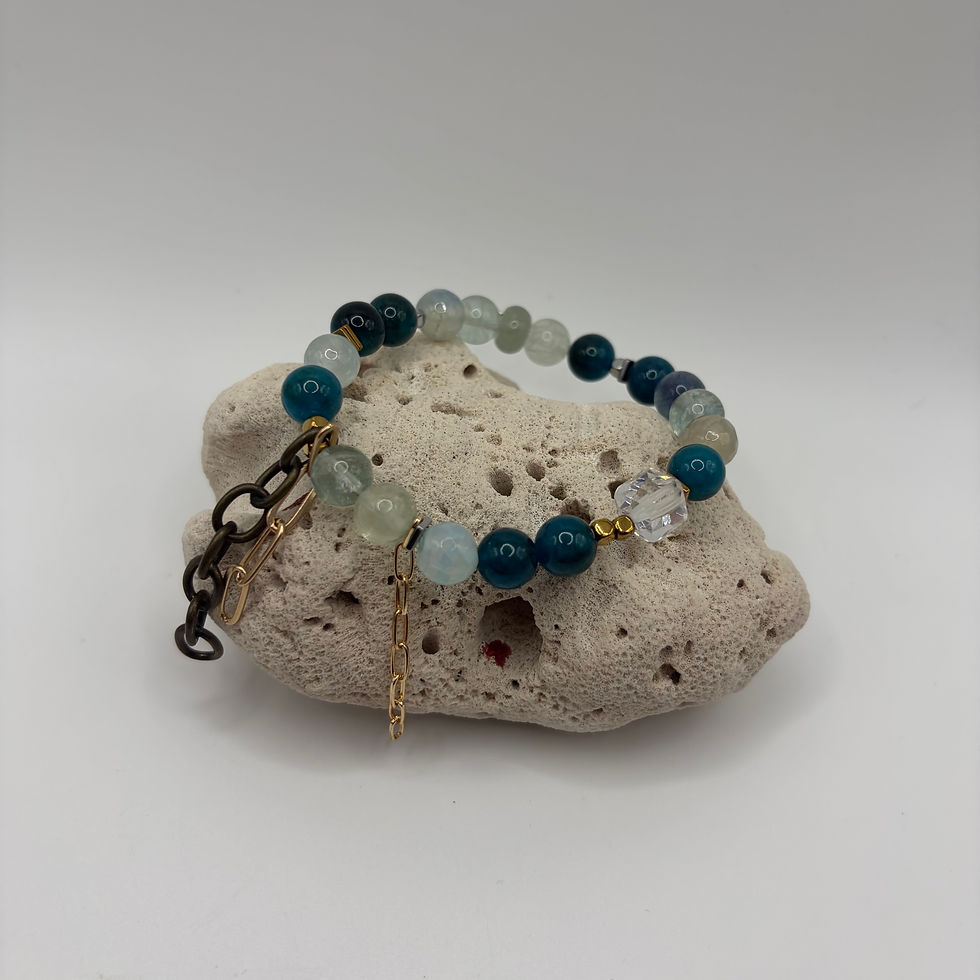 Thumbnail: Dyed Kyanite and Fluorite Handmade Gemstone Bracelet