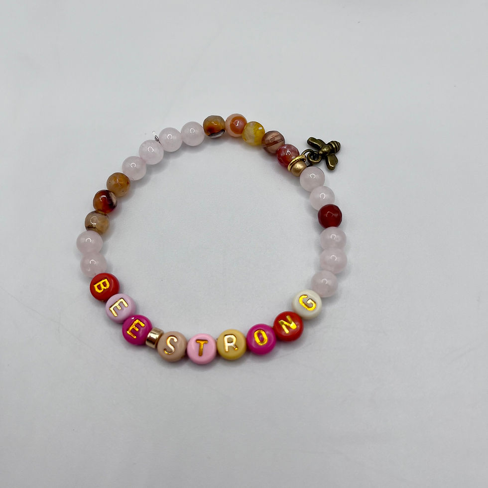Thumbnail: "Bee Strong" Rose Quartz Handmade Gemstone Bracelet