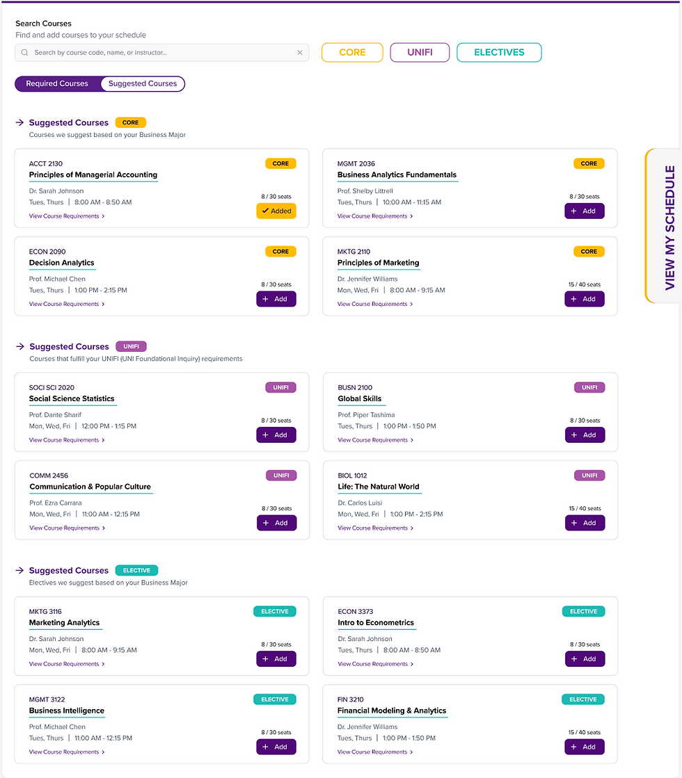 Schedule Builder - Course Add