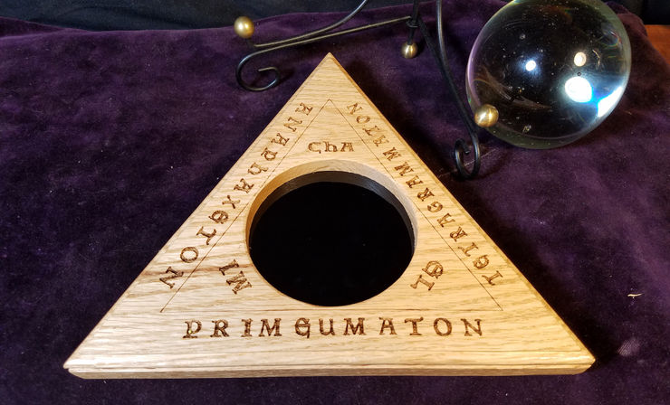 Thumbnail: Triangle of Art - Engraved Oak with Obsidian Scrying Mirror