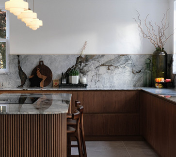 Mid-stain - Slab & reeded oak - Brasilia Grey marble - Armac martin Dougan