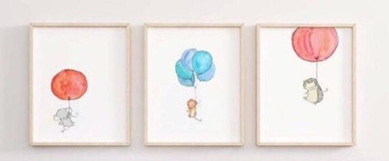 Thumbnail: Watercolour Baby Animals with Balloon Print