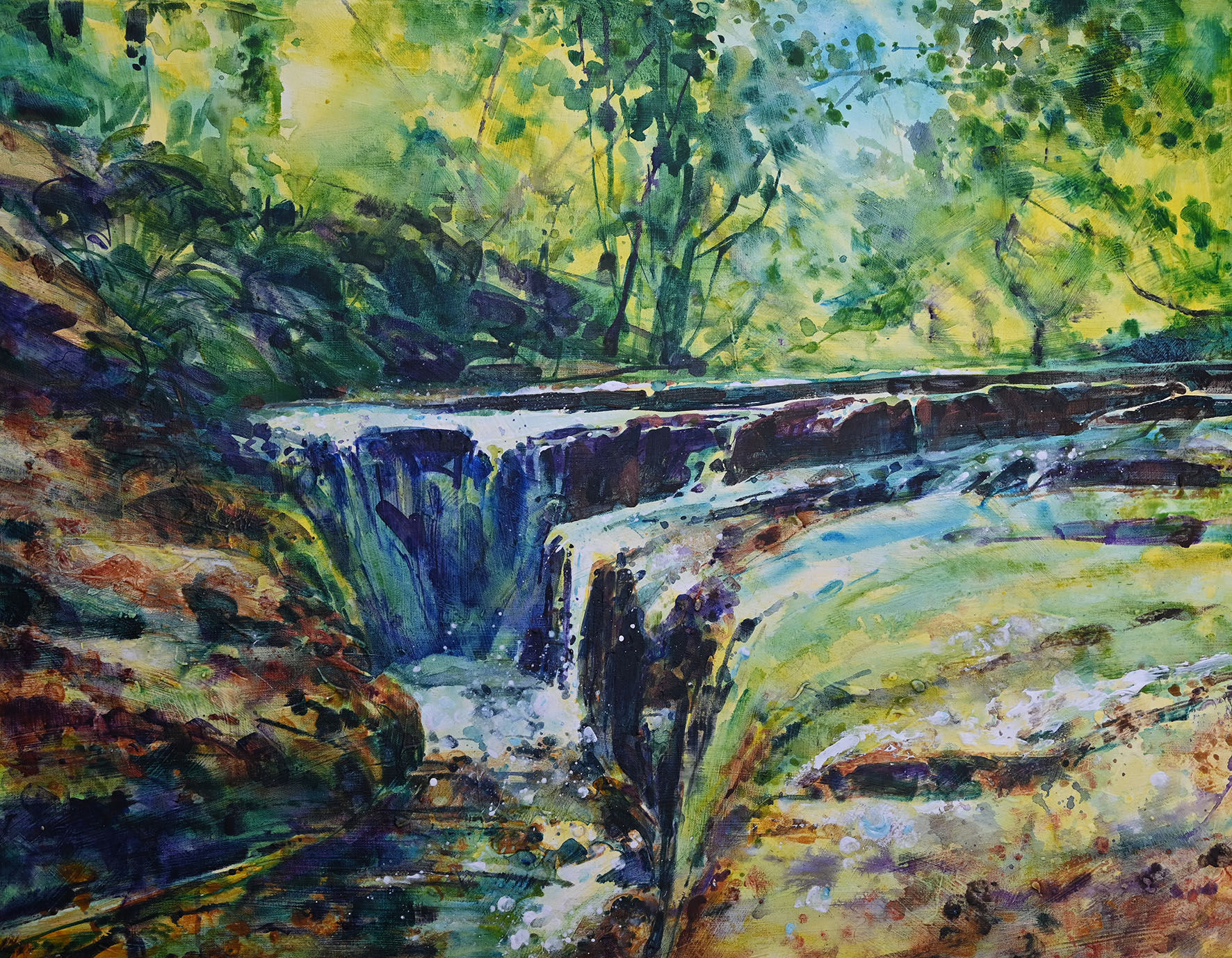 Waterfall and Spring Greens