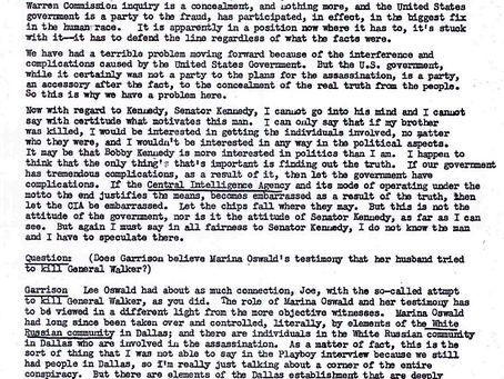 Jim Garrison Claimed Marina Oswald was Controlled by the White Russian Community