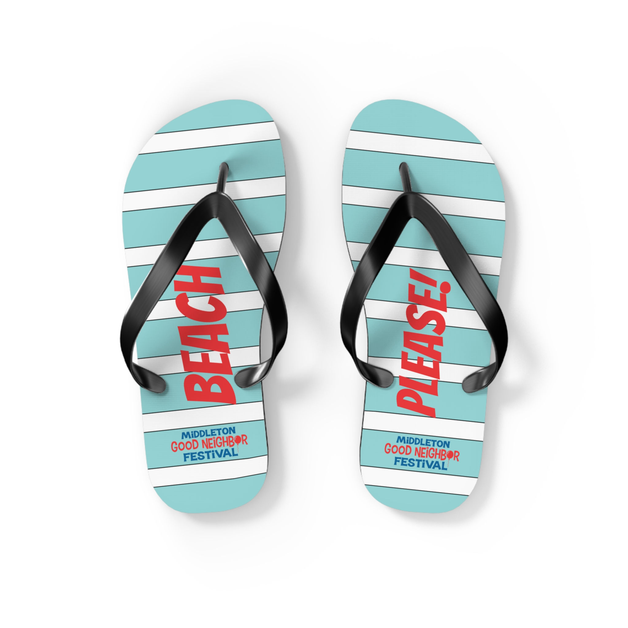 Beach Please! Striped Flip Flops – Summer Beach Sandals for Festival & Vacation