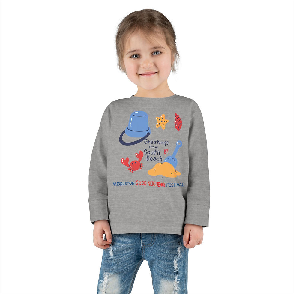 Thumbnail: Toddler Long Sleeve Tee — 'Greetings From South Beach' Beach Toy Design