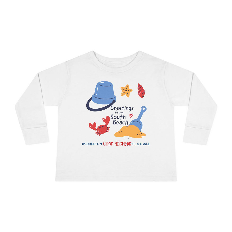 Thumbnail: Toddler Long Sleeve Tee — 'Greetings From South Beach' Beach Toy Design