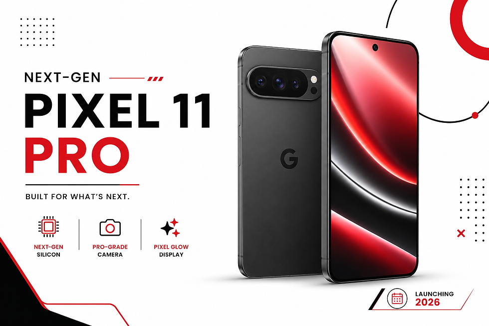 Google Pixel 11 Pro concept with next-gen silicon, Pixel Glow display, and premium camera on a white background.