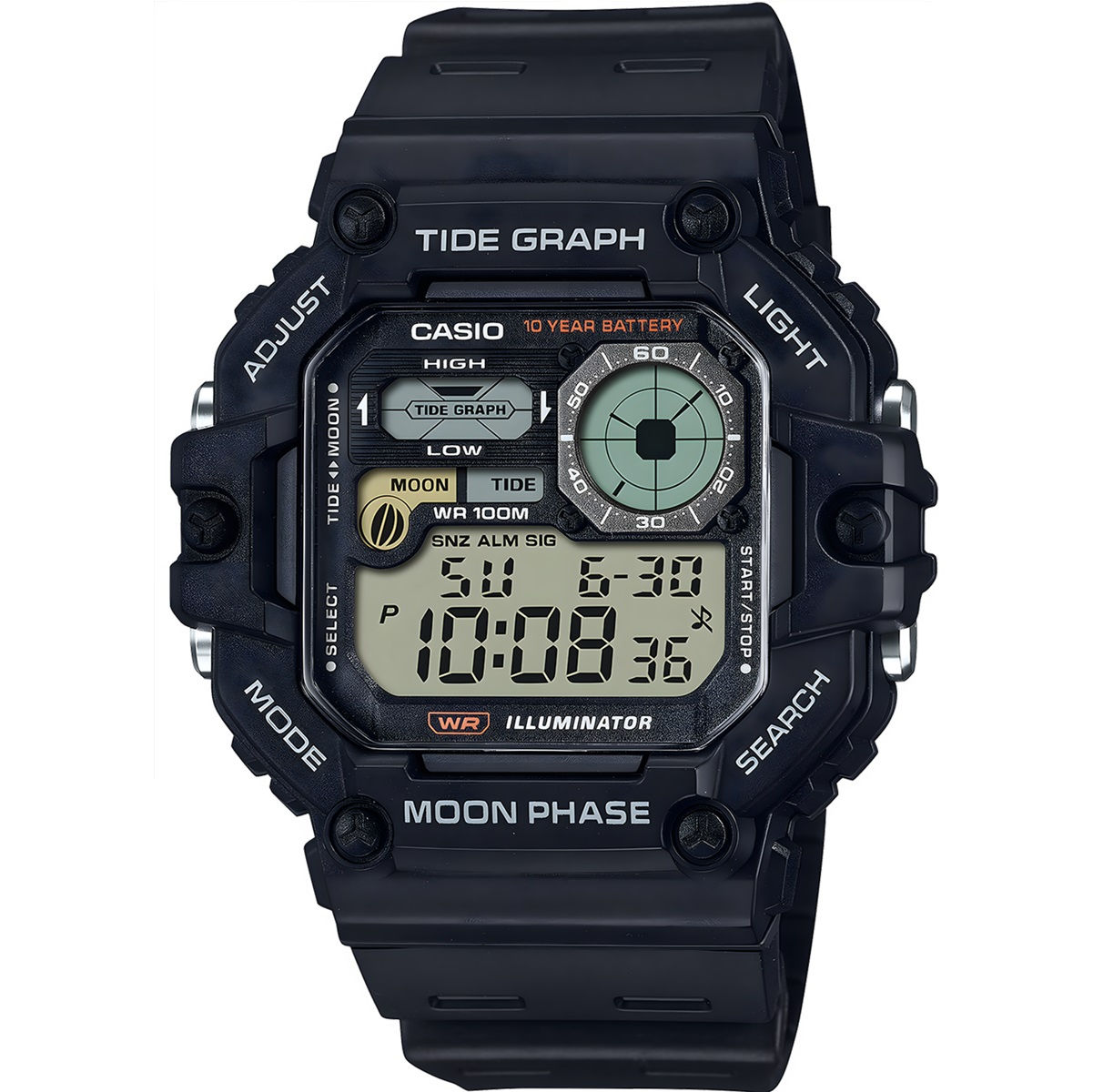 Relógio Casio Fases da Lua Tábua das Marés WS-1700H-1AVDF