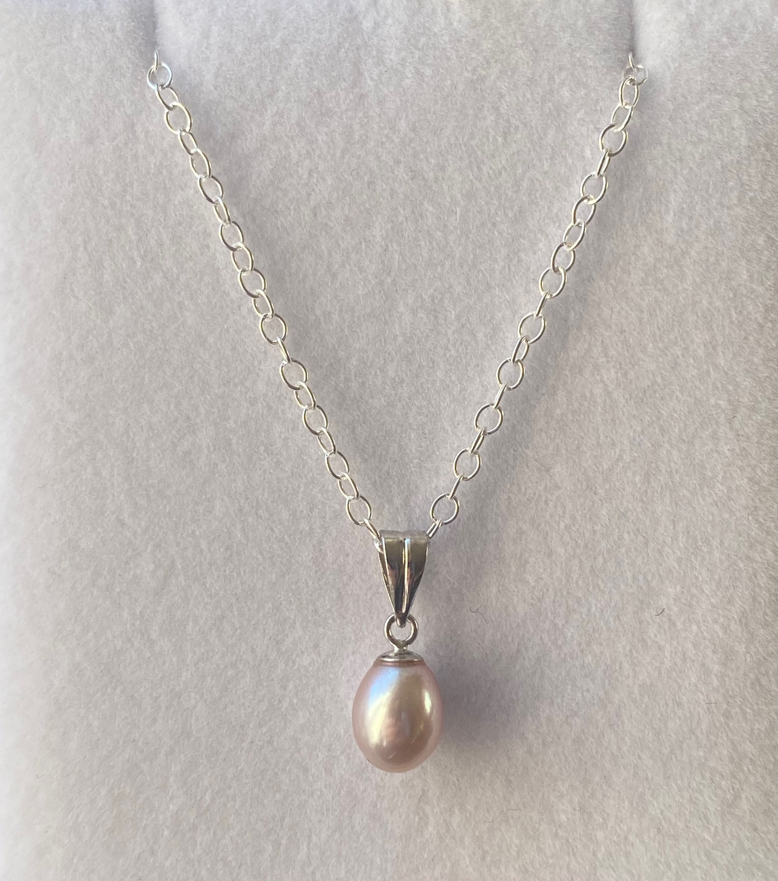 Blush Pink Drop Pearl Pendant