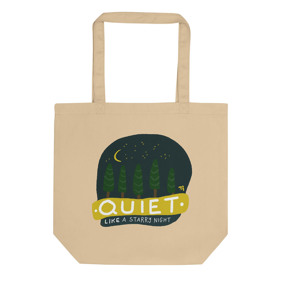 Miniatura: Borsa tote motivazionale illustrata con tema foresta notturna