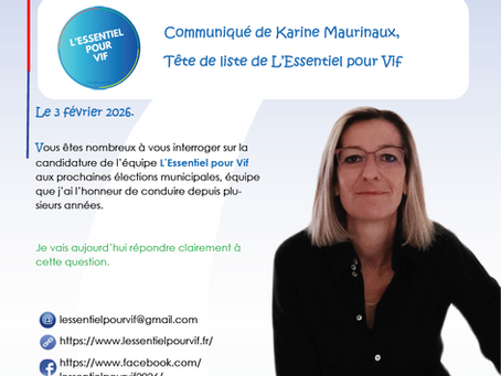 Communiqué de Karine Maurinaux
