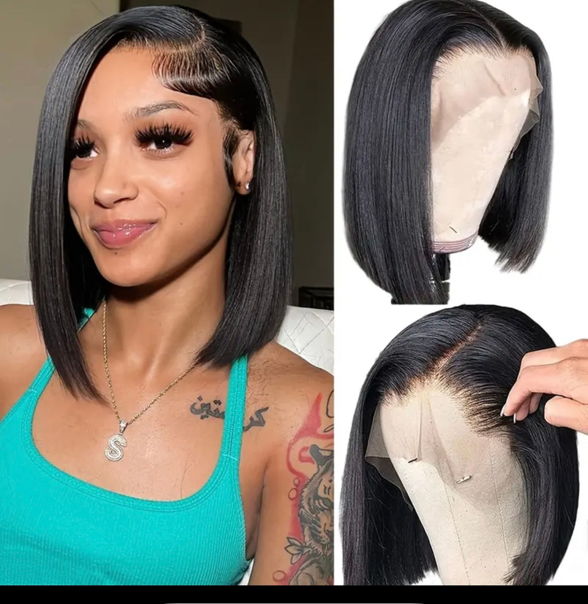Glues lace wig 10inch Black Bob