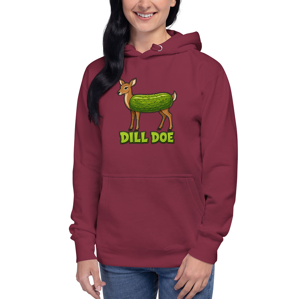 Thumbnail: Dill Doe Funny Pickle Deer Pun Hoodie | Cozy Weird Animal Wordplay Sweatshir