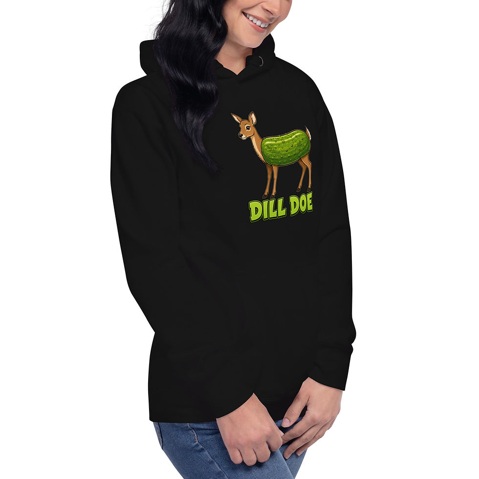 Thumbnail: Dill Doe Funny Pickle Deer Pun Hoodie | Cozy Weird Animal Wordplay Sweatshir