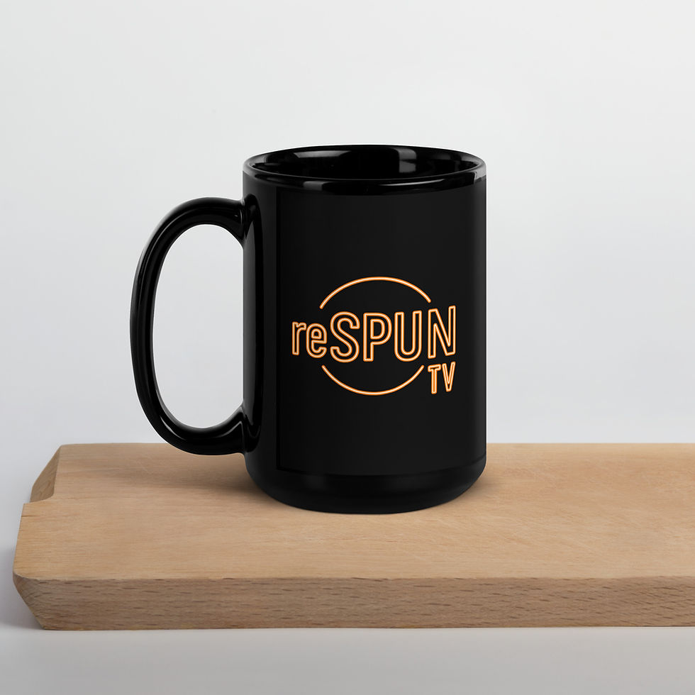 Thumbnail: reSPUN TV Logo Coffee Mug – Black Ceramic Cup, 11 oz & 15 oz