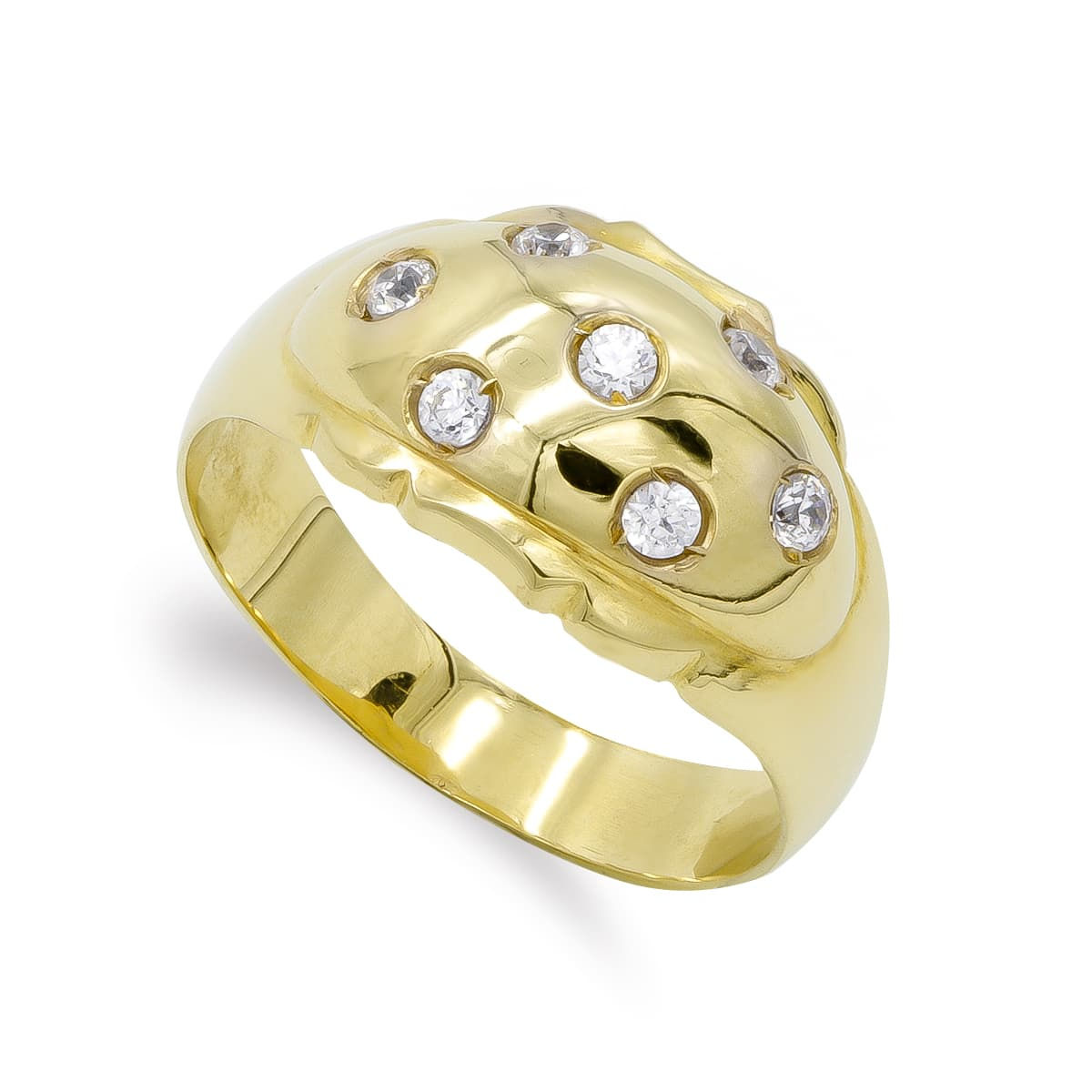 Sortija de oro amarillo 18K con circonita, 12,5 mm