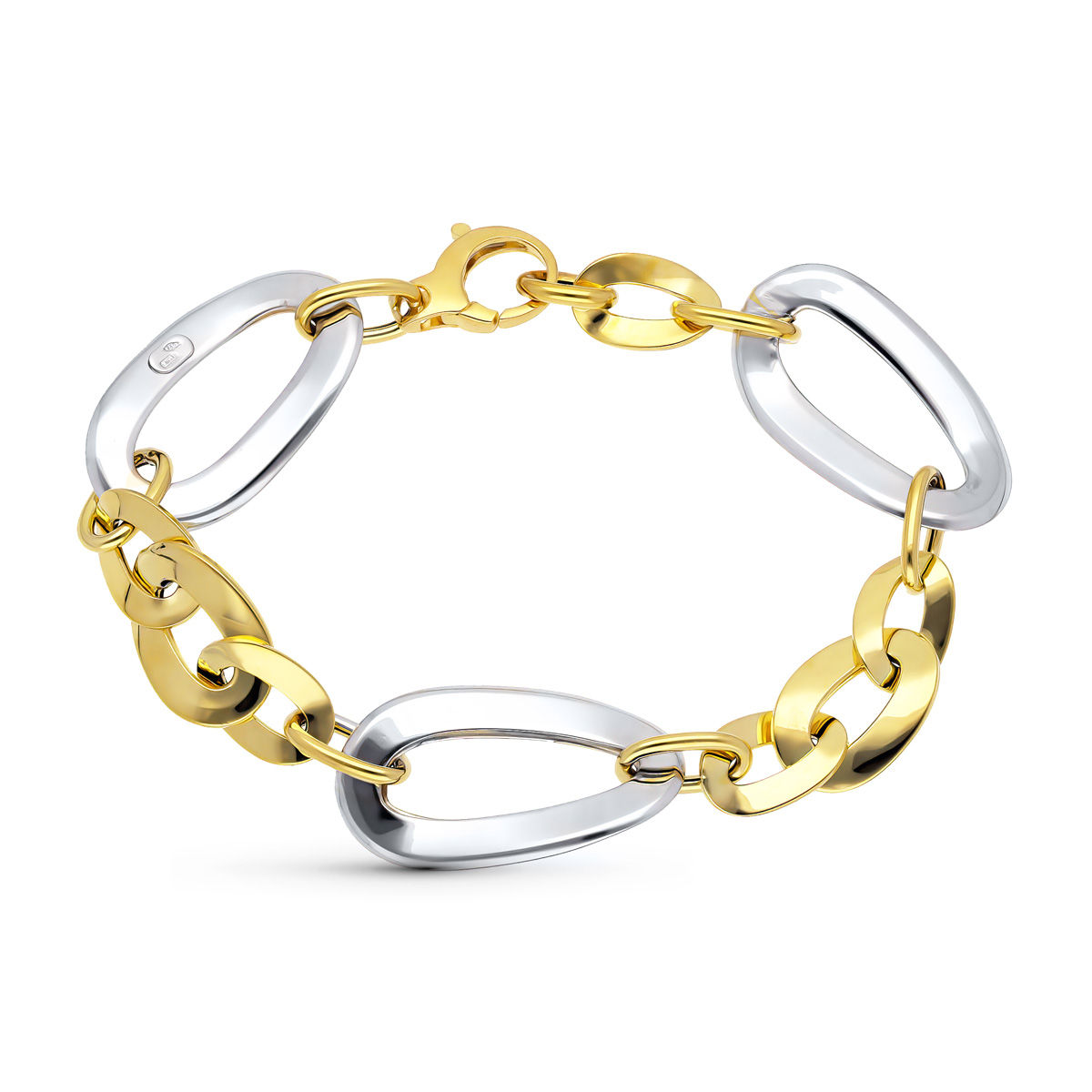 Pulsera de oro bicolor 18K eslabones · 12,40 g